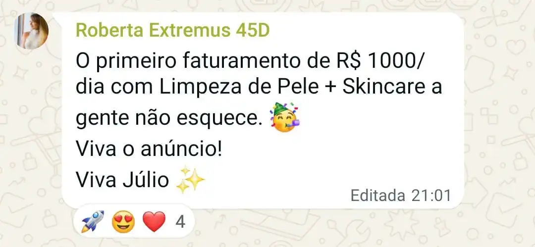 Roberta: primeiro faturamento de R$ 1.000/dia